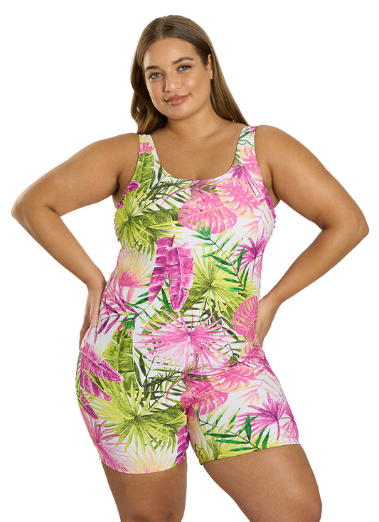  Sporti Plus Size Unitard Palm Royale One Piece Swimsuit
