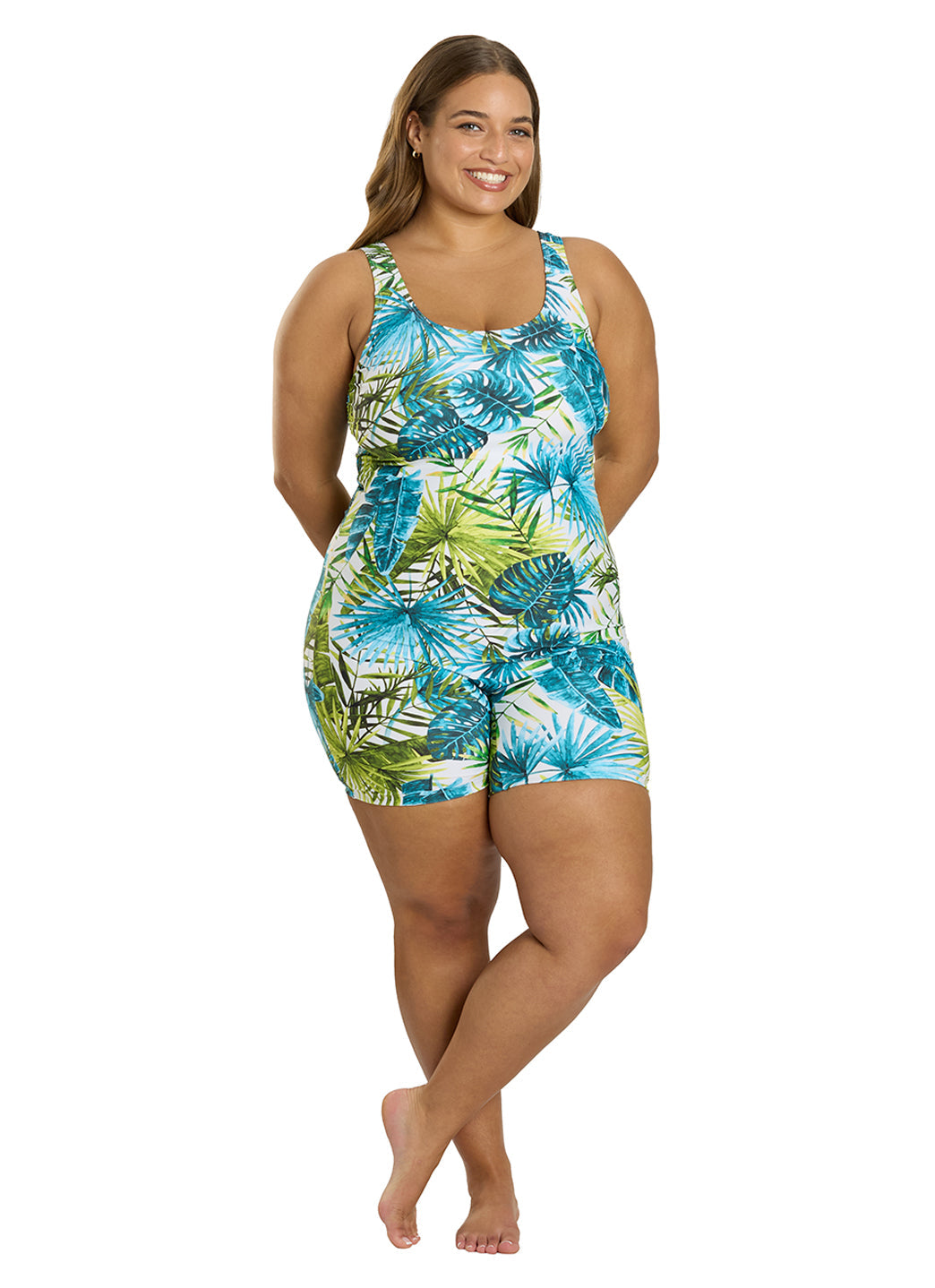  Sporti Plus Size Unitard Palm Royale One Piece Swimsuit
