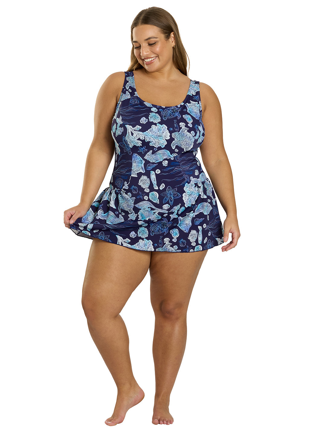  Sporti Plus Size Neptune's Reef Swim Dress