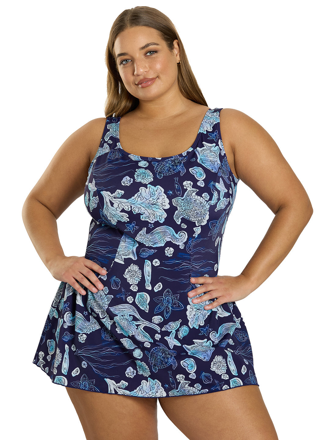  Sporti Plus Size Neptune's Reef Swim Dress