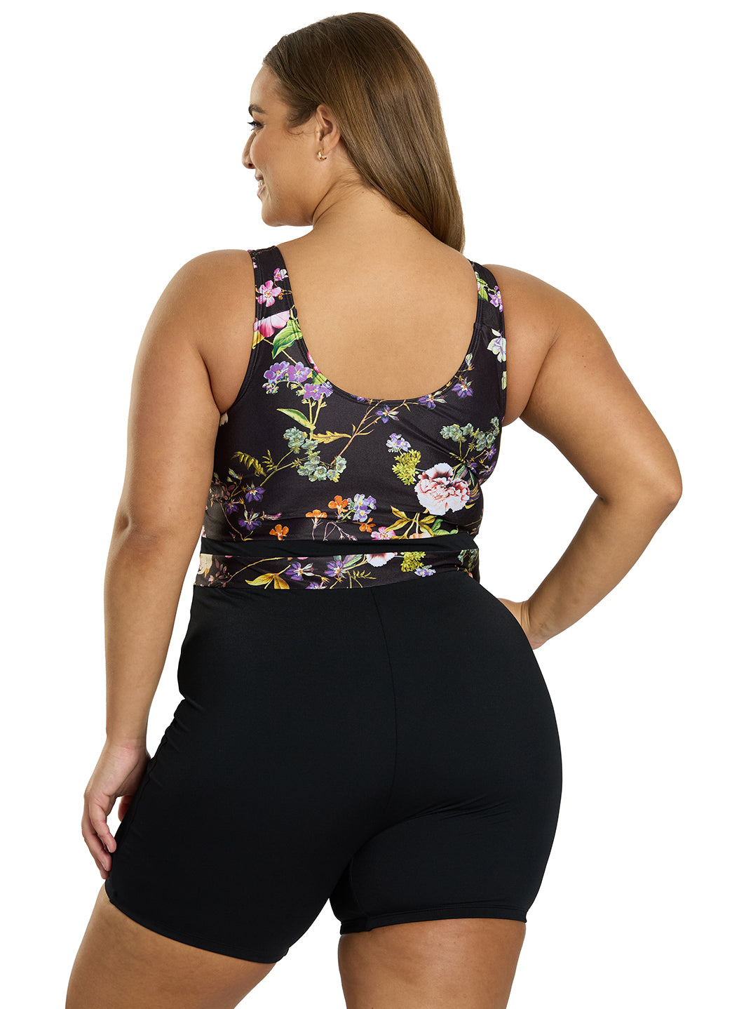  Sporti Plus Size HydroLast Moonlit Flora Chlorine Resistant Scoop Back Unitard One Piece Swimsuit