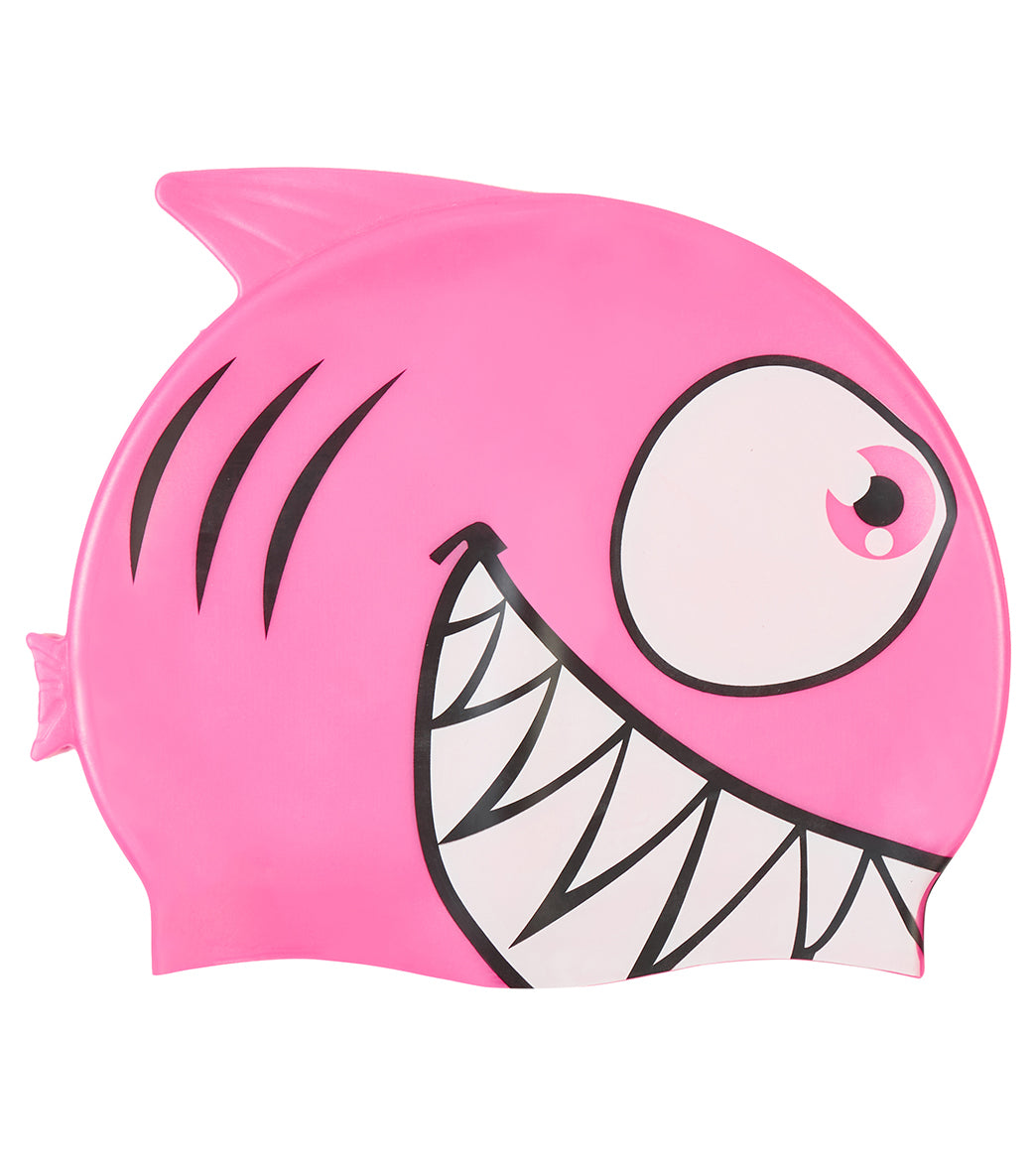  Sporti Cartoon Shark Silicone Swim Cap Jr.