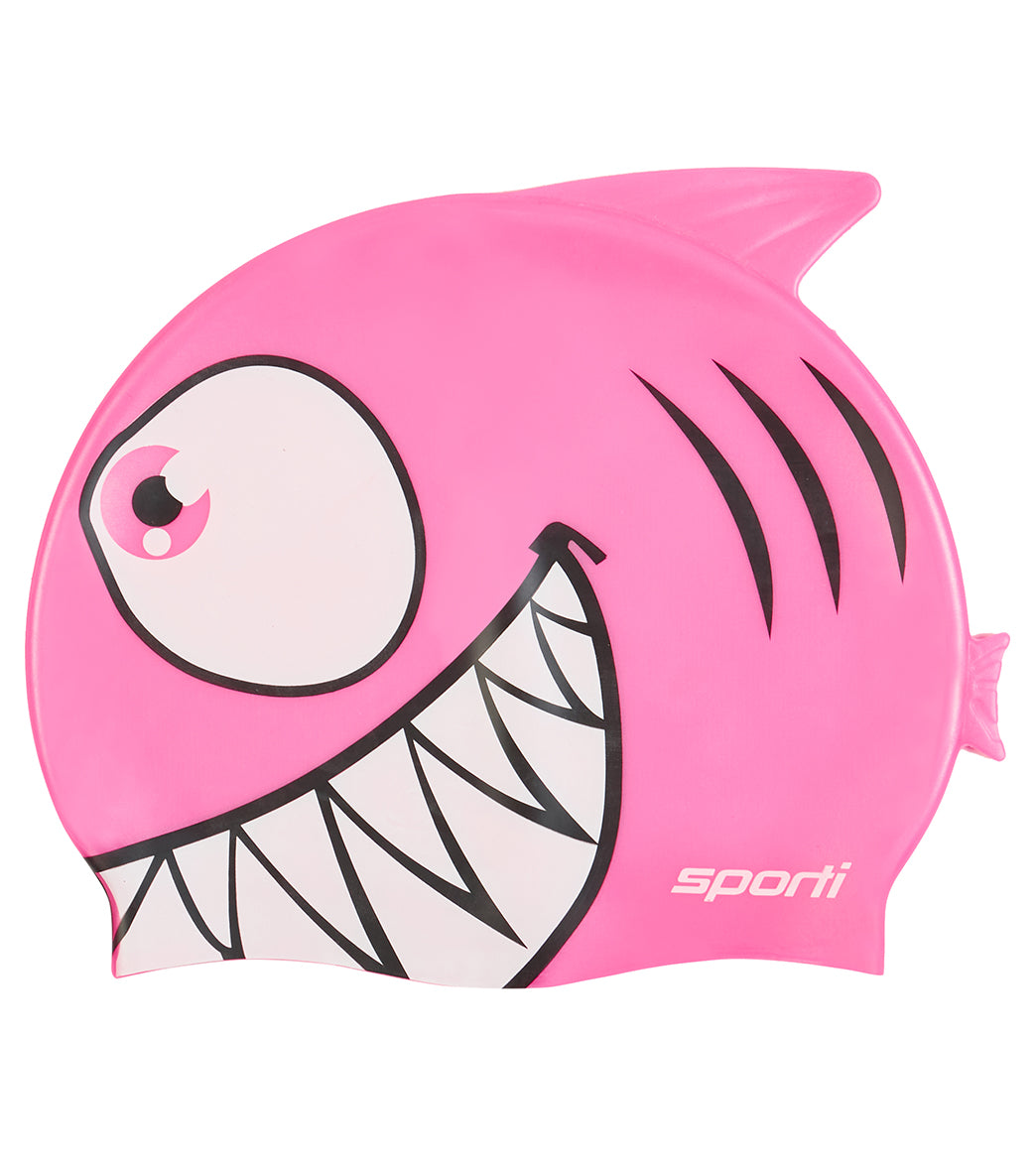  Sporti Cartoon Shark Silicone Swim Cap Jr.