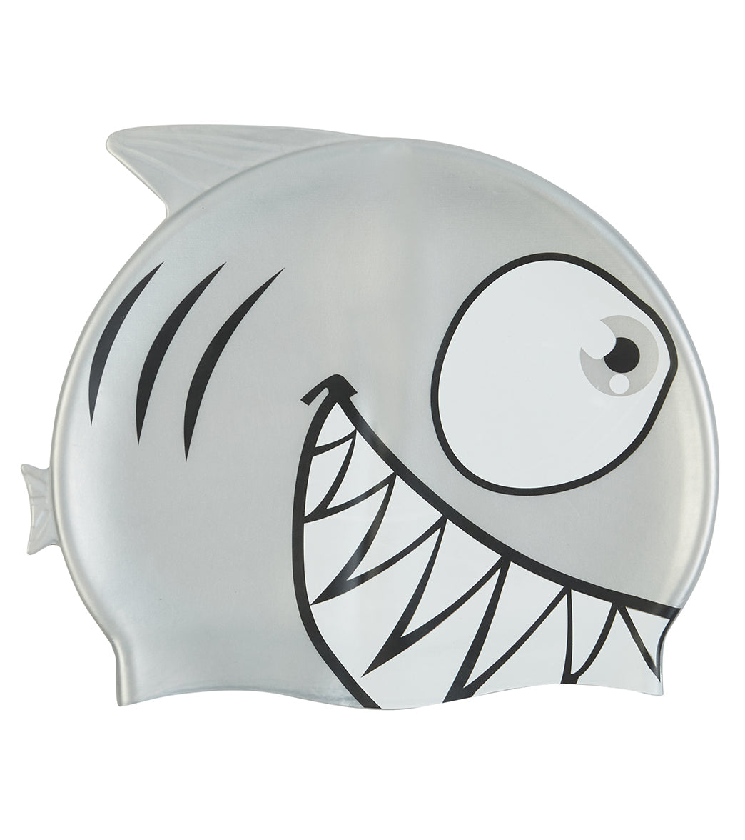  Sporti Cartoon Shark Silicone Swim Cap Jr.
