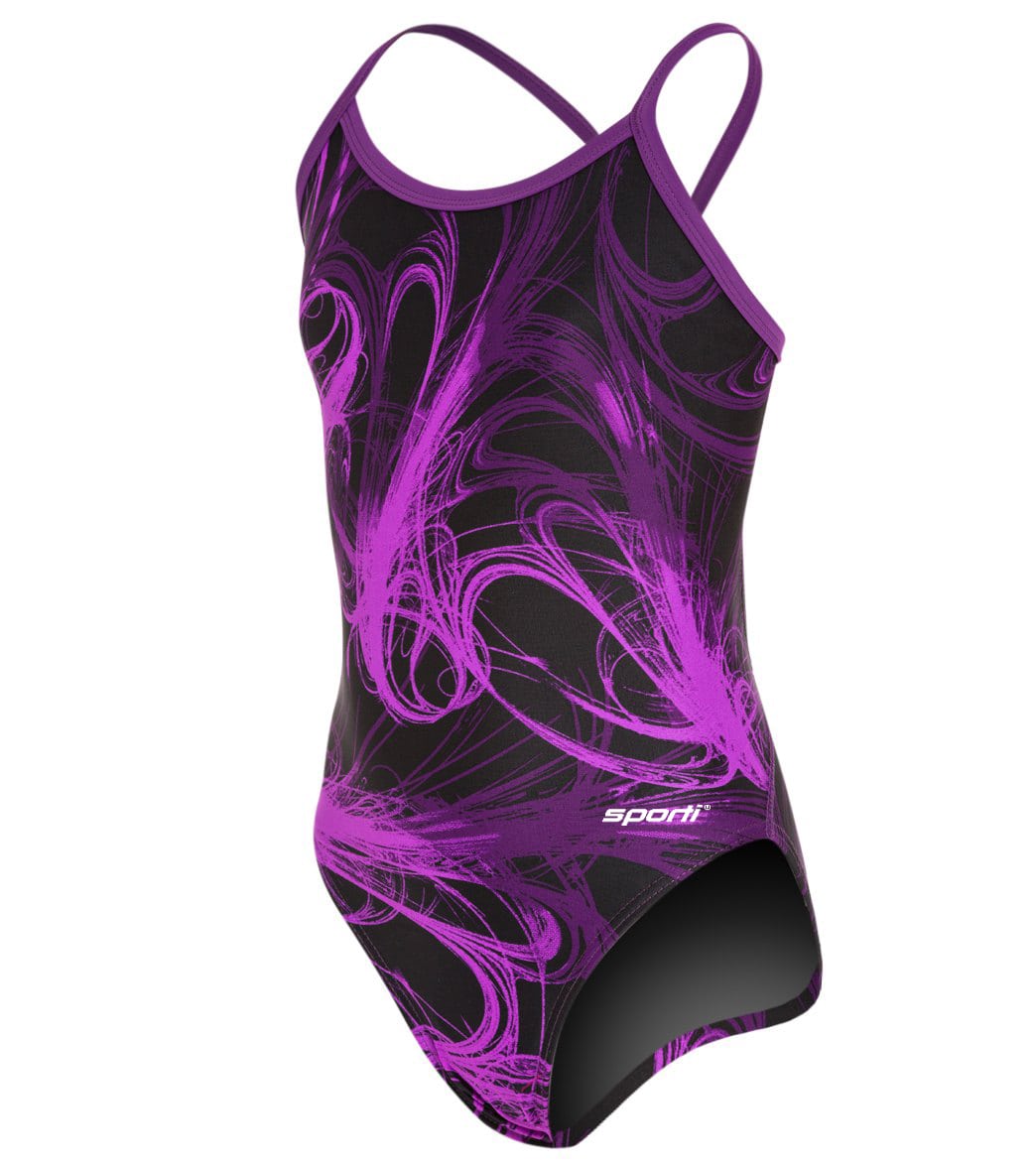  Sporti Light Wave Thin Strap One Piece Swimsuit Youth (22-28)