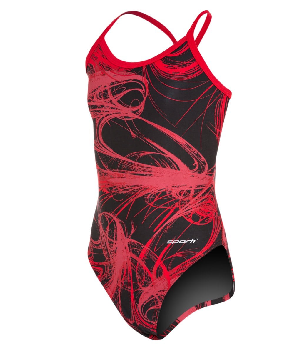  Sporti Light Wave Thin Strap One Piece Swimsuit Youth (22-28)