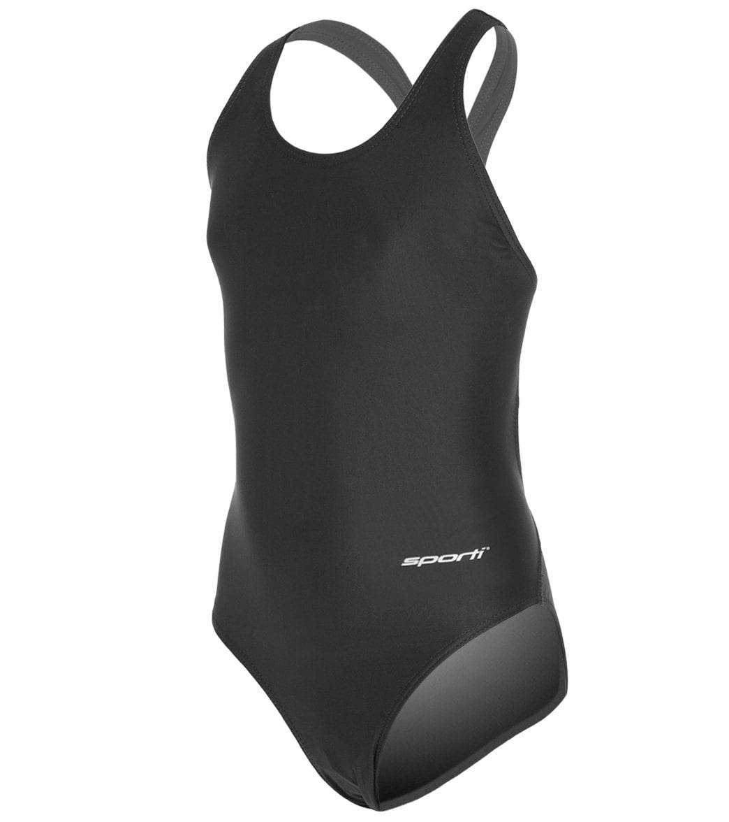  Sporti Solid Wide Strap One Piece Swimsuit Youth (22-28)