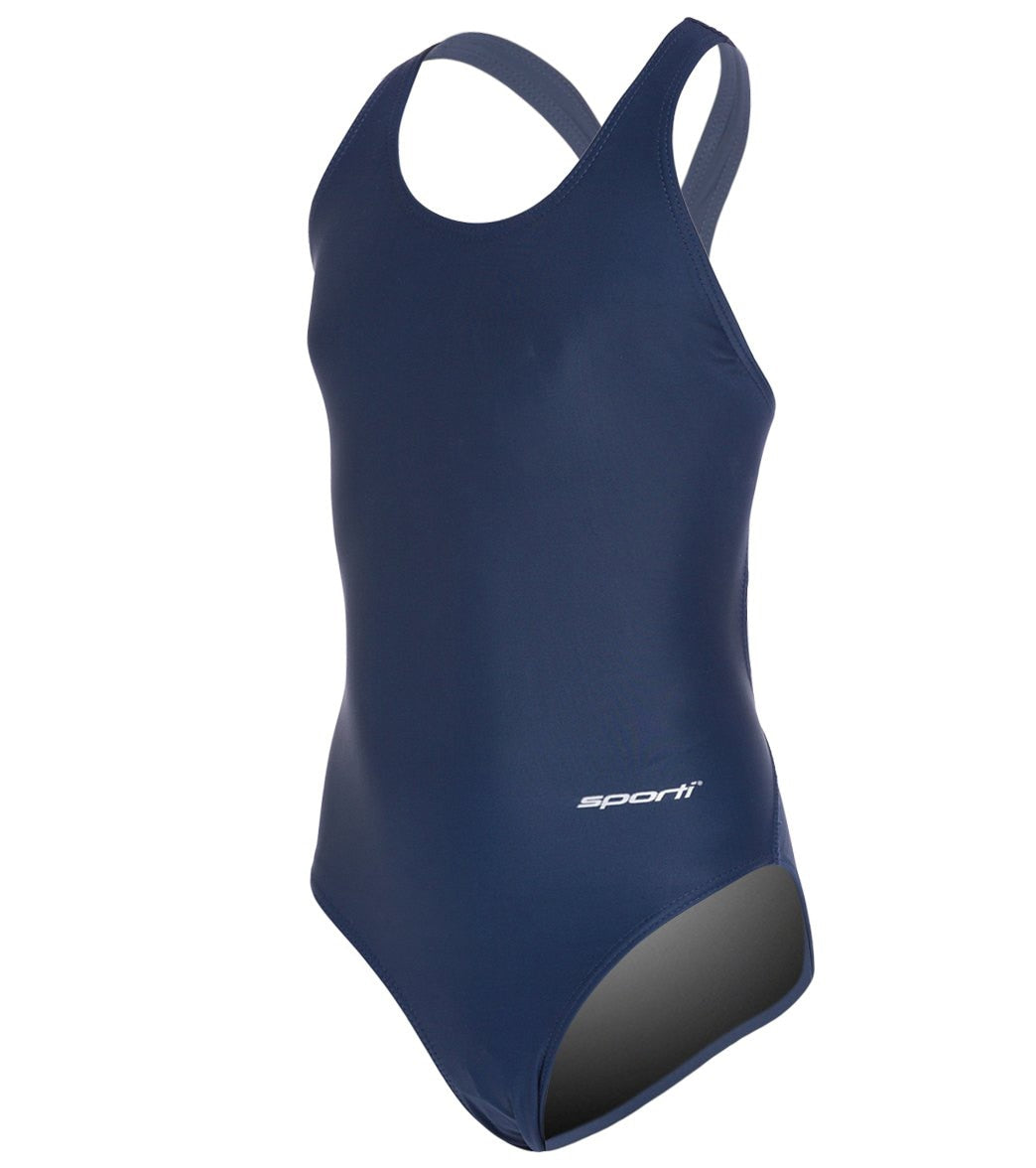  Sporti Solid Wide Strap One Piece Swimsuit Youth (22-28)