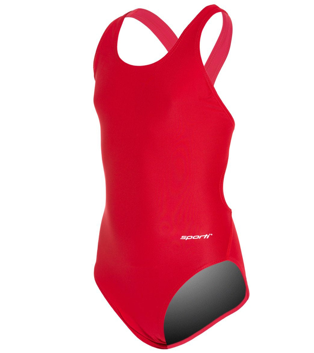  Sporti Solid Wide Strap One Piece Swimsuit Youth (22-28)