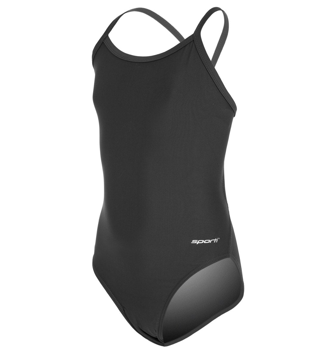  Sporti Solid Thin Strap One Piece Swimsuit Youth (22-28)