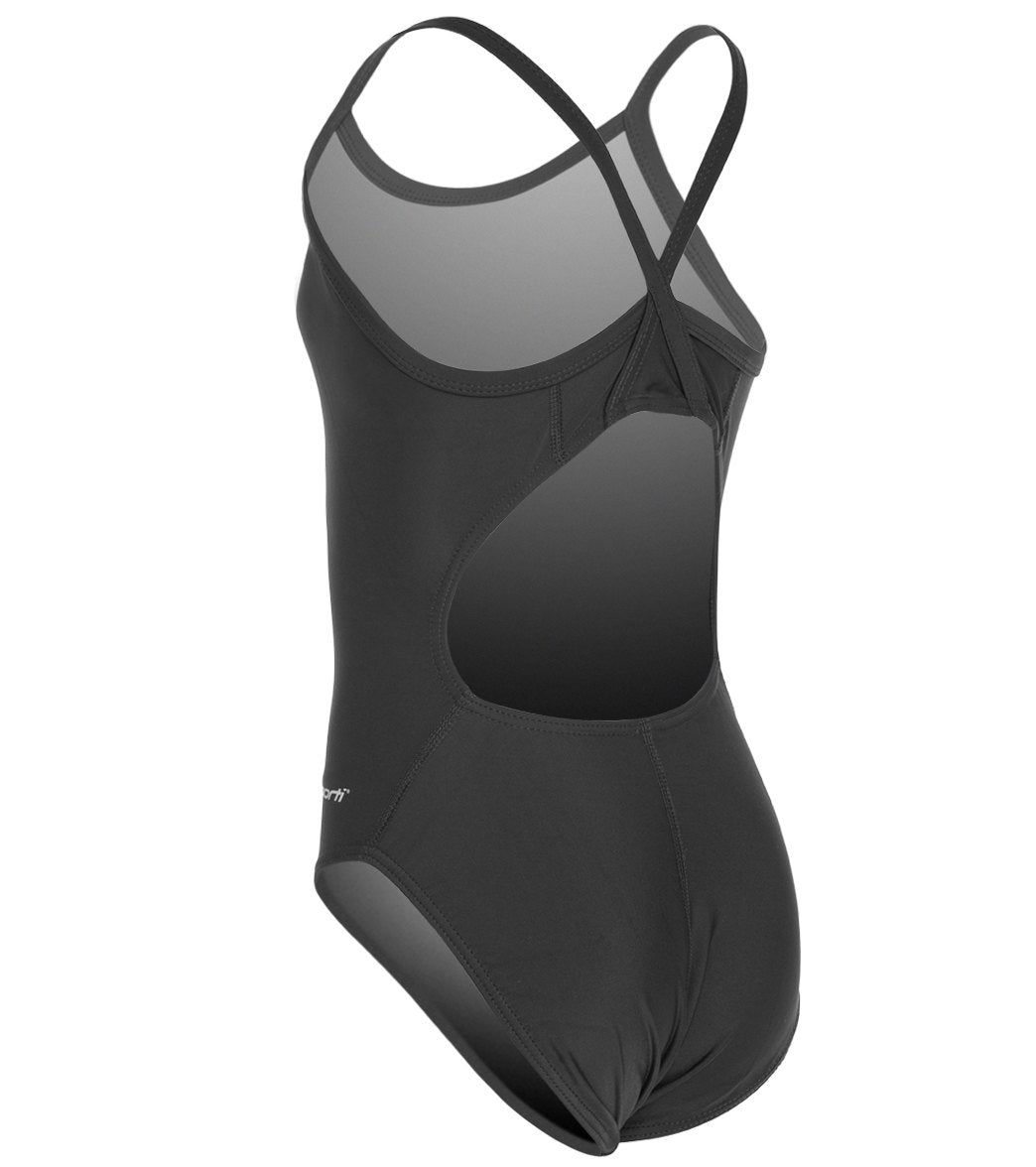  Sporti Solid Thin Strap One Piece Swimsuit Youth (22-28)