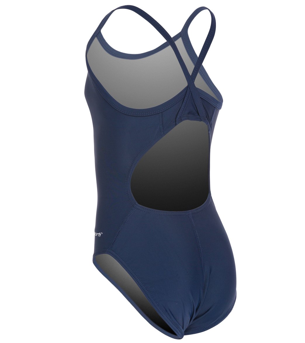  Sporti Solid Thin Strap One Piece Swimsuit Youth (22-28)