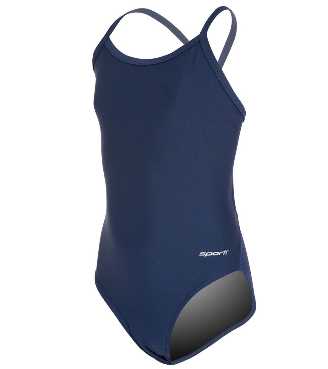  Sporti Solid Thin Strap One Piece Swimsuit Youth (22-28)