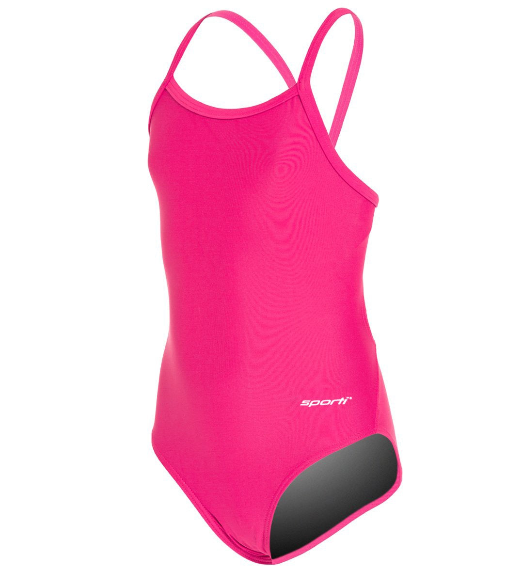  Sporti Solid Thin Strap One Piece Swimsuit Youth (22-28)