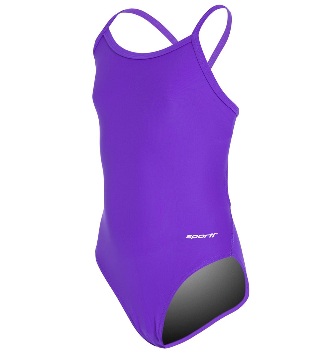  Sporti Solid Thin Strap One Piece Swimsuit Youth (22-28)