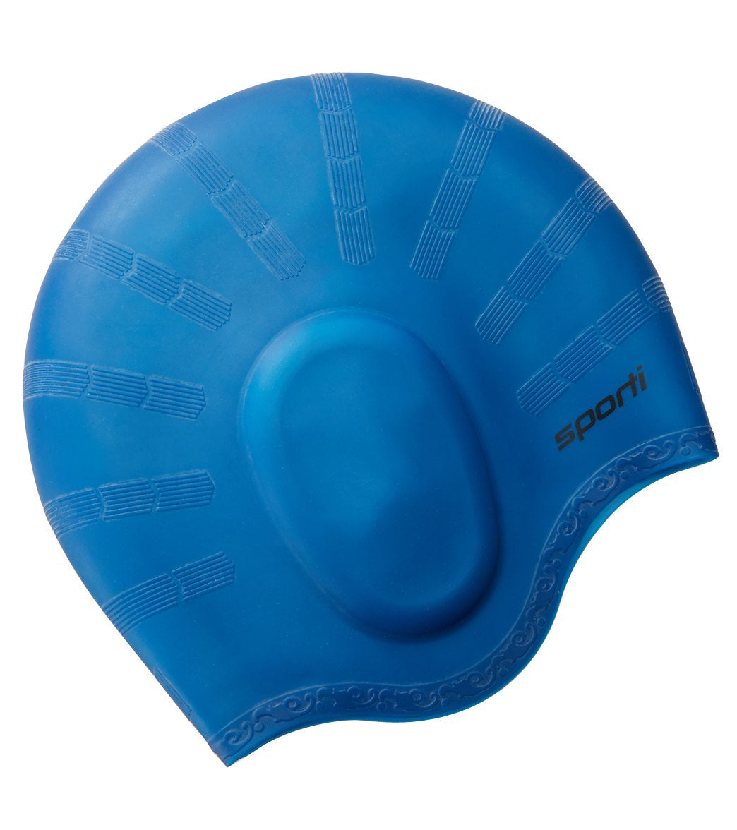  Sporti Solid Ear Protection Silicone Swim Cap