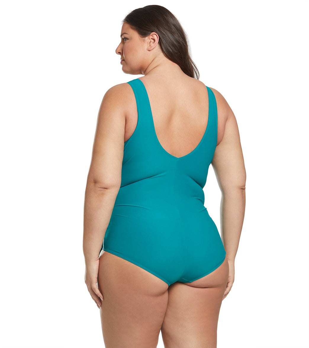  Sporti Plus Size Isabella Tummy Control Wrap One Piece Swimsuit