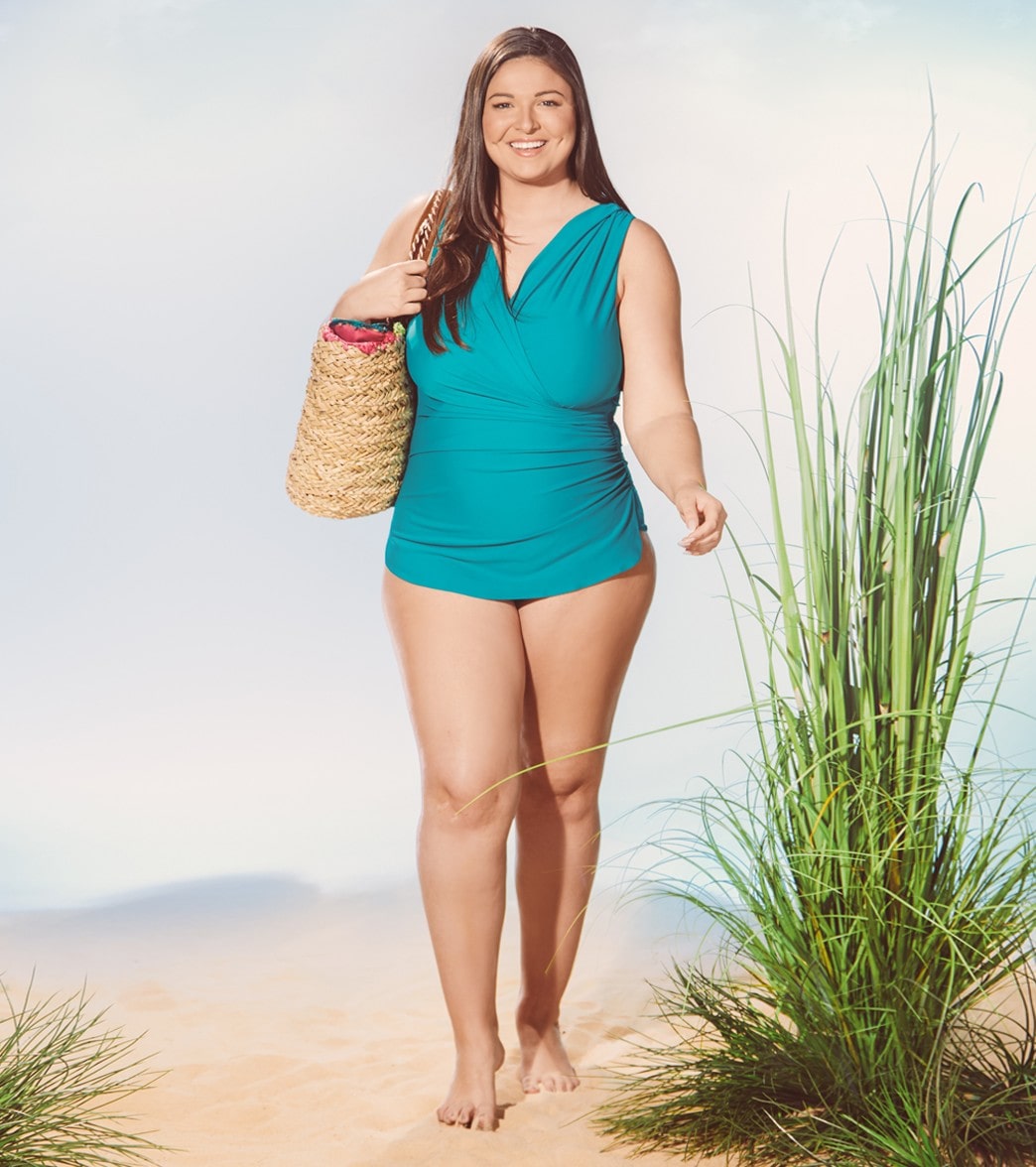  Sporti Plus Size Isabella Tummy Control Wrap One Piece Swimsuit