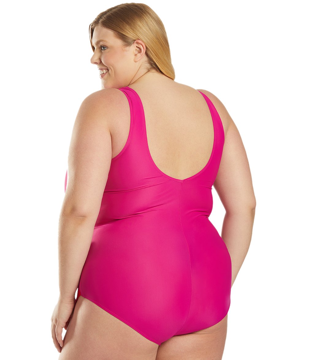  Sporti Plus Size Isabella Tummy Control Wrap One Piece Swimsuit