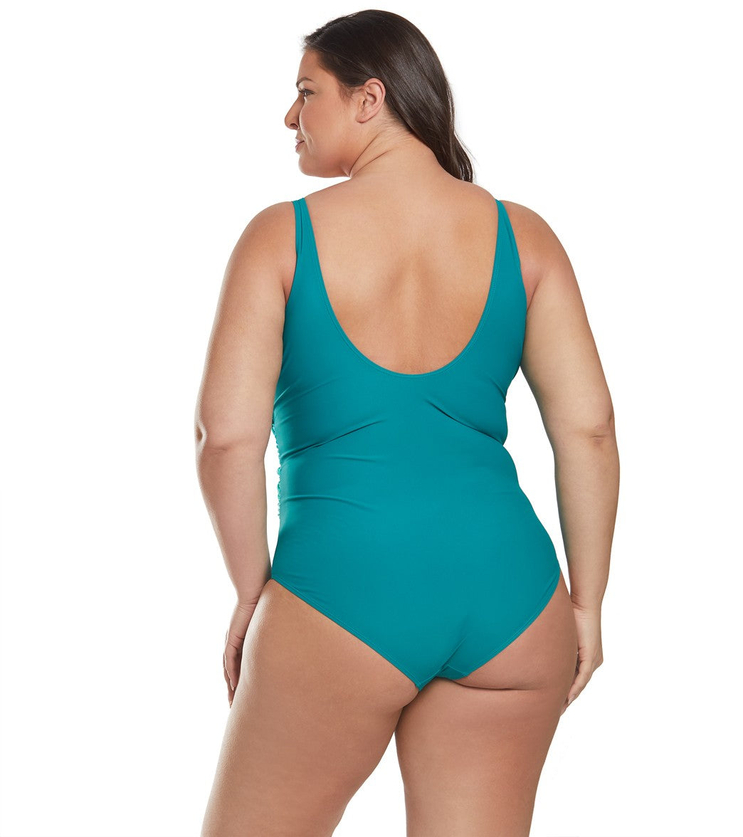  Sporti Plus Size Marina Criss Cross Tummy Control One Piece Swimsuit