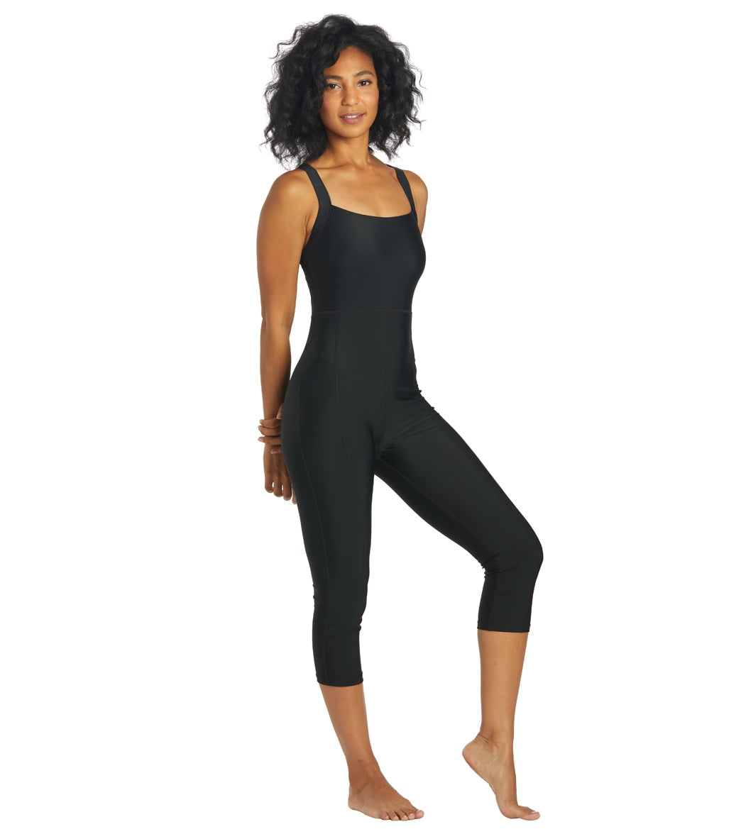  Sporti Active Solid One Piece Cropped Swim Unitard