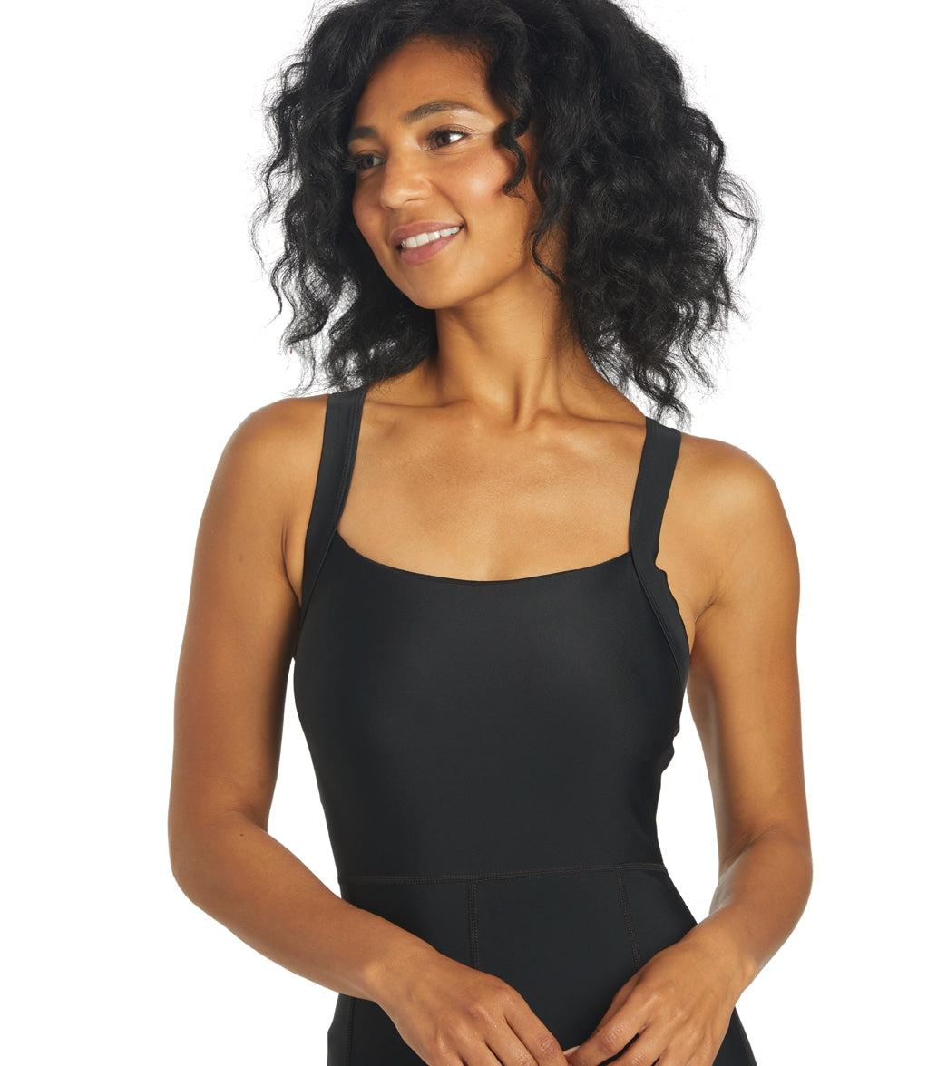  Sporti Active Solid One Piece Cropped Swim Unitard