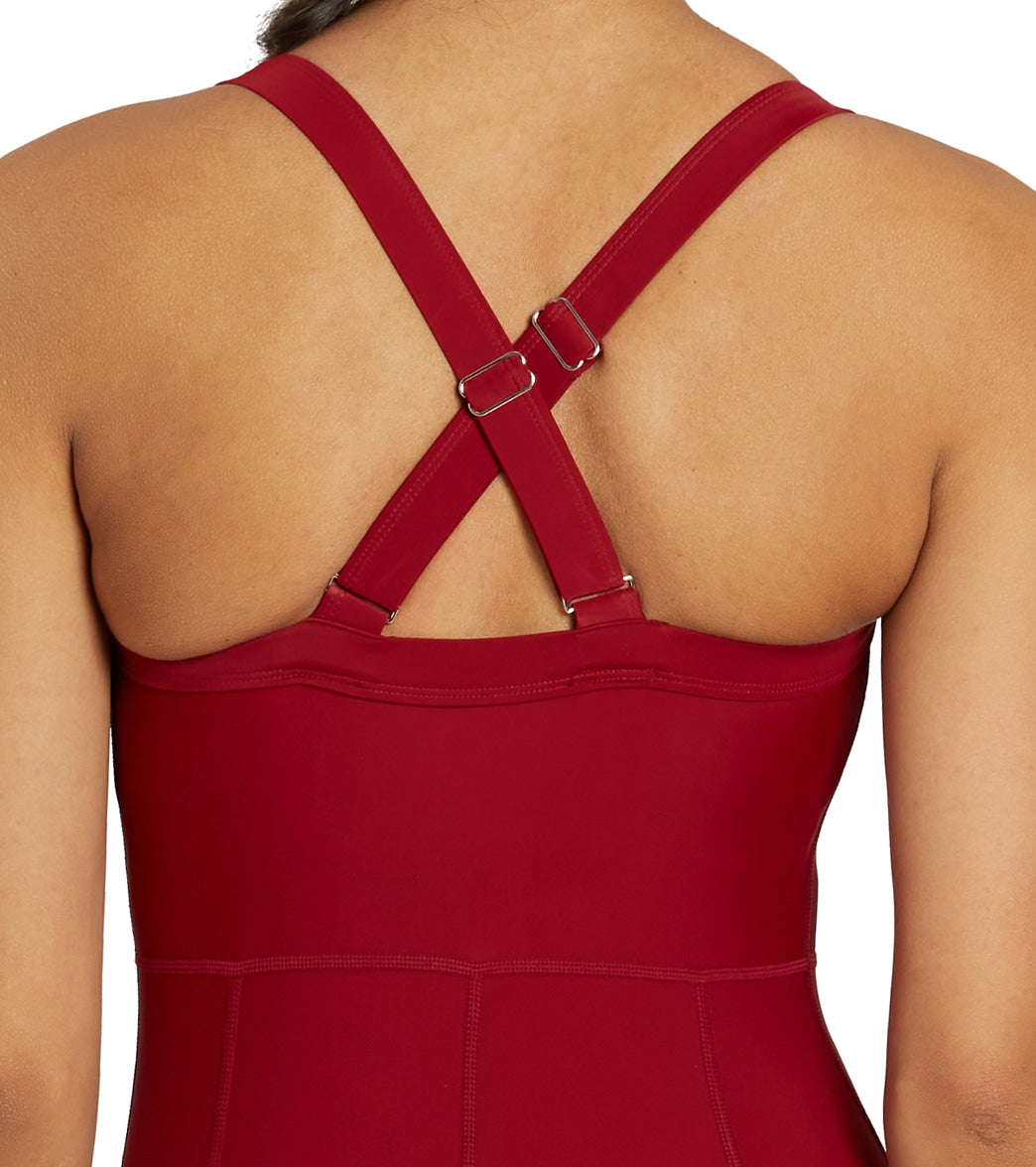  Sporti Active Solid One Piece Cropped Swim Unitard