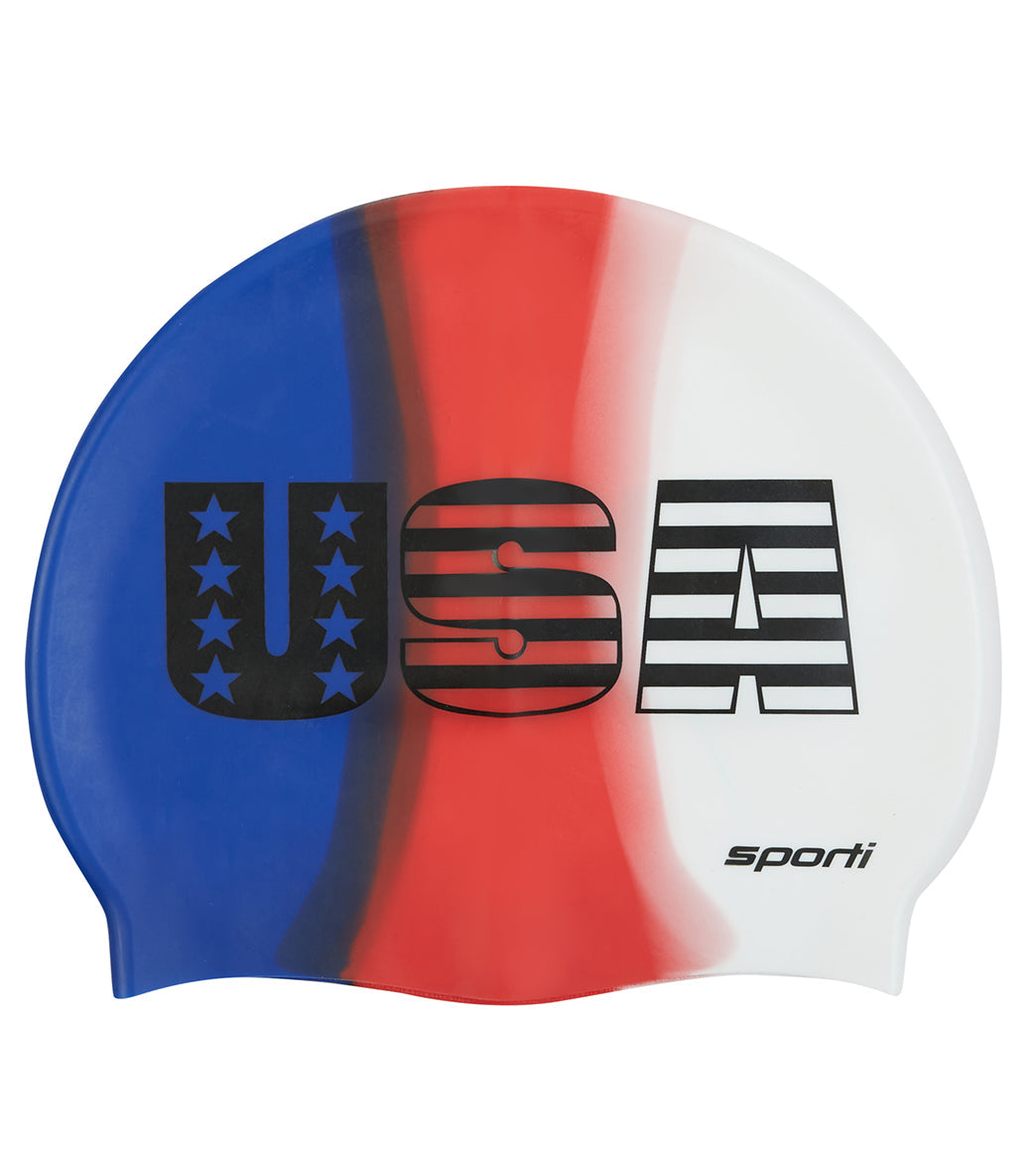  Sporti Multi Color USA Silicone Swim Cap