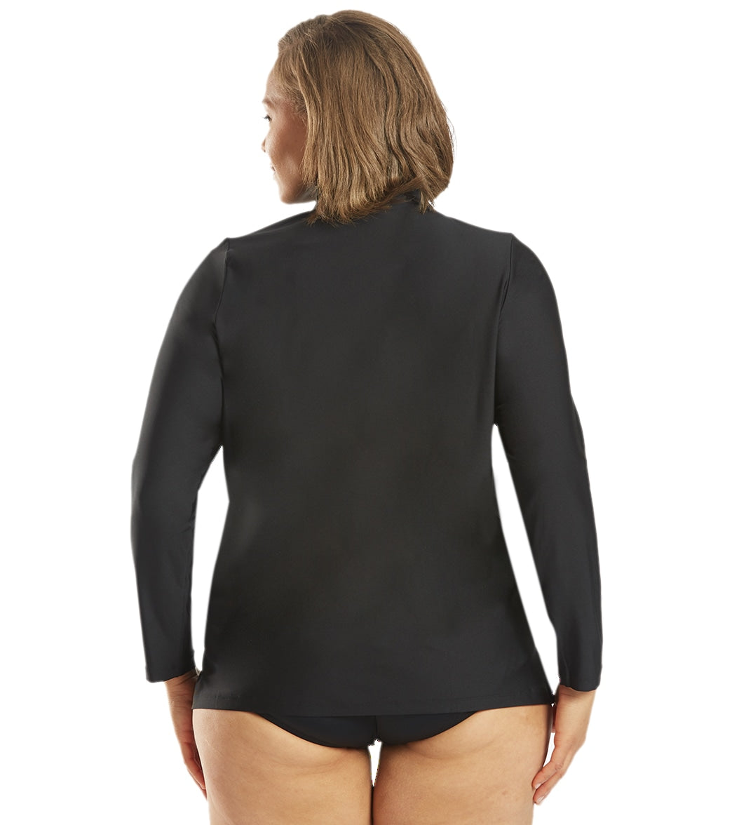  Sporti Women's Plus Size L/S Zip Front UPF 50+ Rash Guard