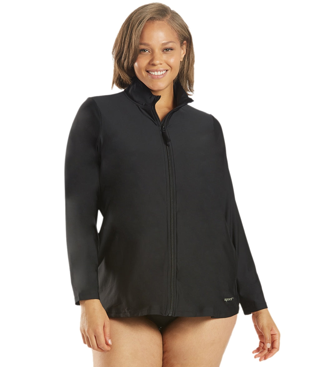  Sporti Women's Plus Size L/S Zip Front UPF 50+ Rash Guard