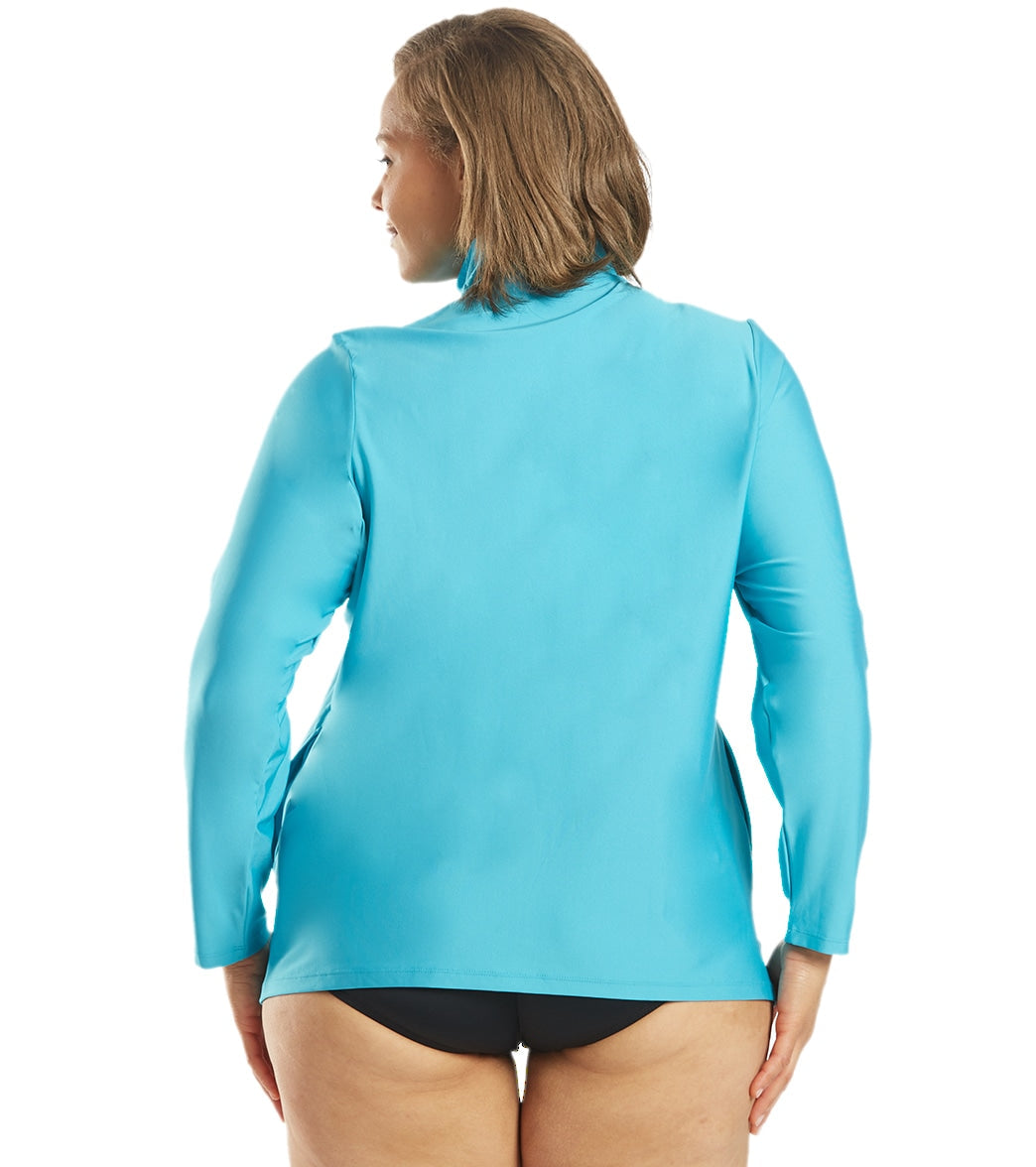  Sporti Women's Plus Size L/S Zip Front UPF 50+ Rash Guard