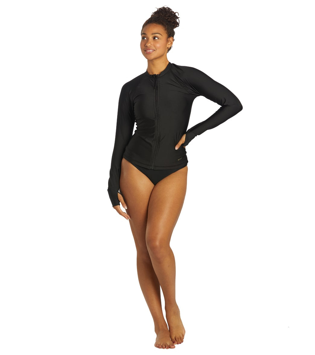  Sporti Women's Long Sleeve Zip Front UPF 50+ Rash Guard
