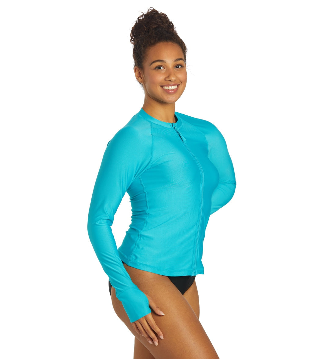  Sporti Women's Long Sleeve Zip Front UPF 50+ Rash Guard