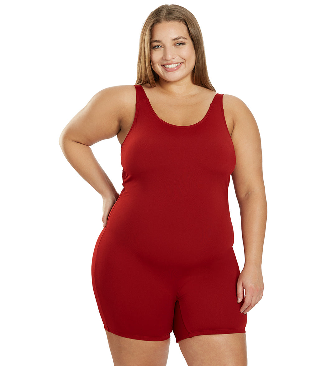  Sporti Plus Size HydroLast Chlorine Resistant Scoop Back Unitard One Piece Swimsuit