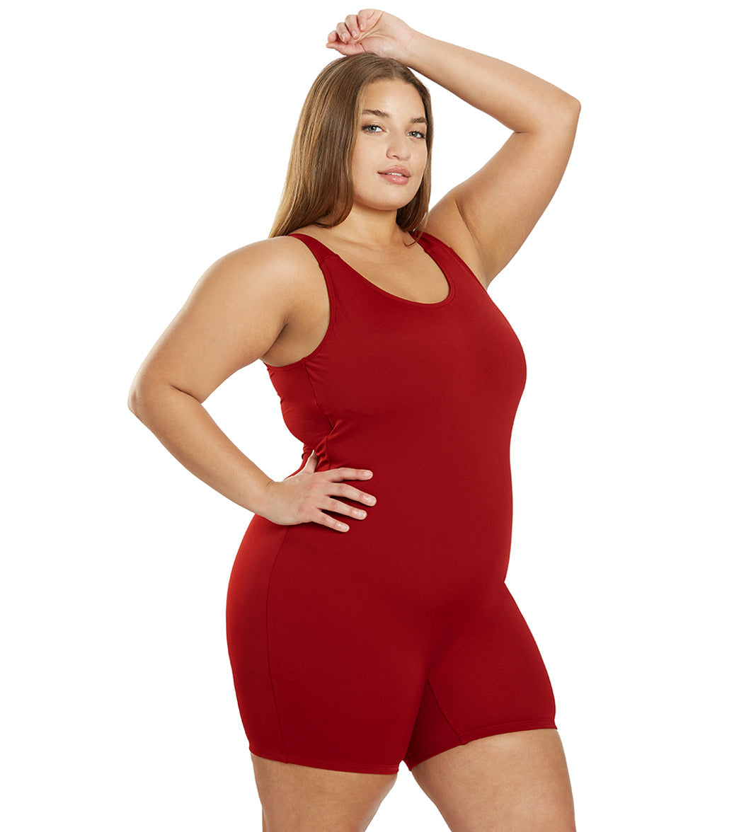  Sporti Plus Size HydroLast Chlorine Resistant Scoop Back Unitard One Piece Swimsuit