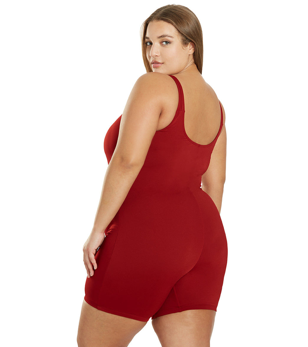  Sporti Plus Size HydroLast Chlorine Resistant Scoop Back Unitard One Piece Swimsuit