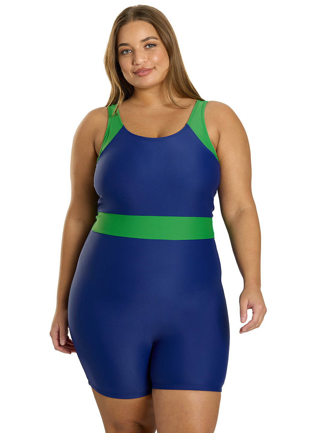  Sporti Plus Size Colorblock Unitard One Piece Swimsuit