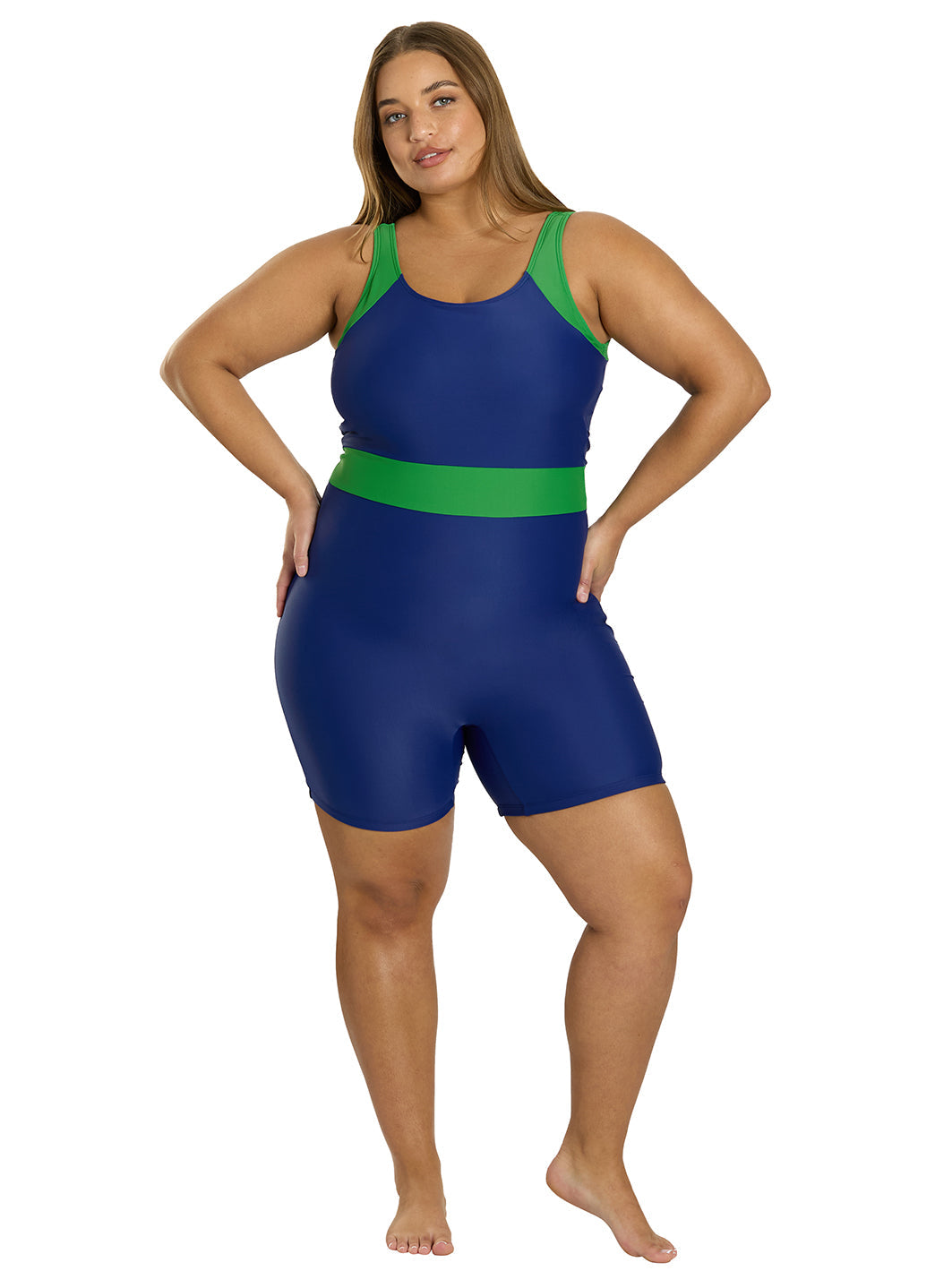  Sporti Plus Size Colorblock Unitard One Piece Swimsuit