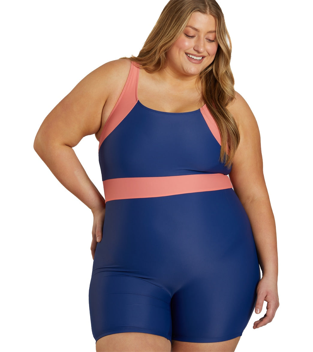  Sporti Plus Size Colorblock Unitard One Piece Swimsuit