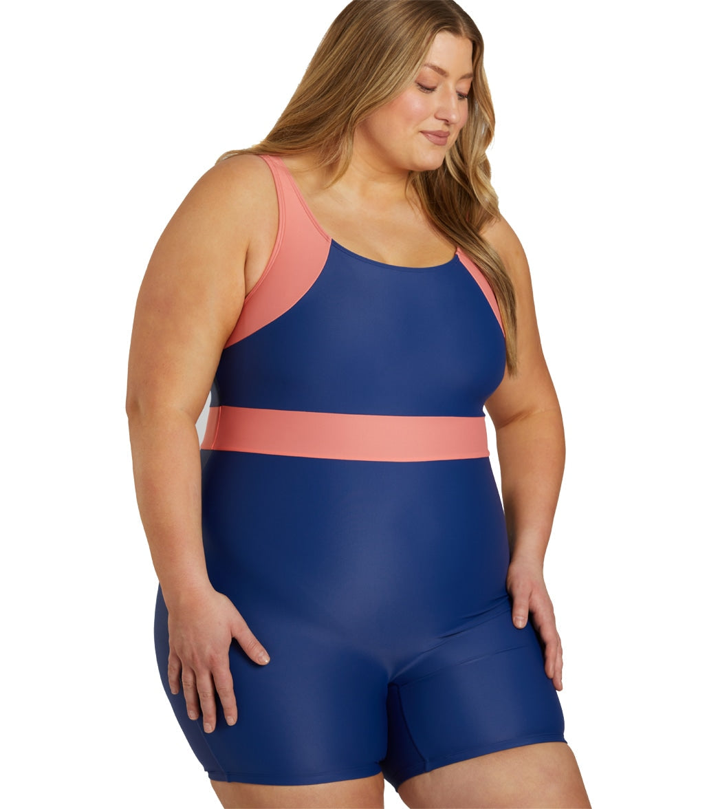  Sporti Plus Size Colorblock Unitard One Piece Swimsuit