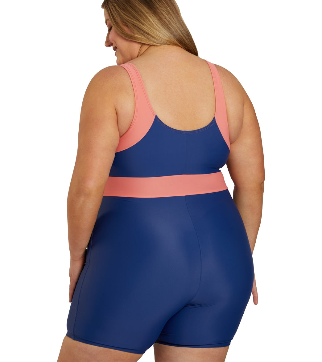  Sporti Plus Size Colorblock Unitard One Piece Swimsuit