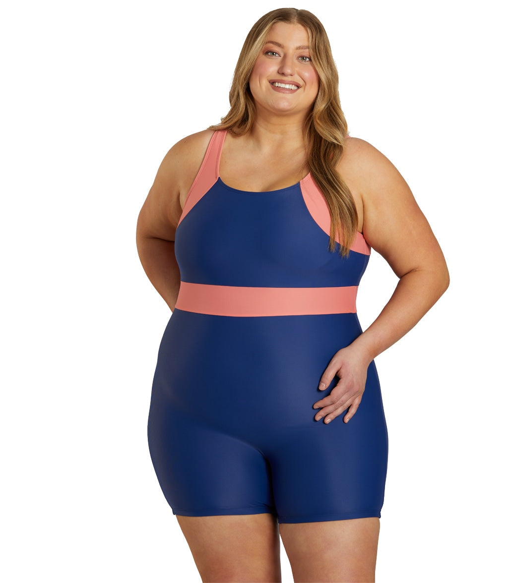  Sporti Plus Size Colorblock Unitard One Piece Swimsuit