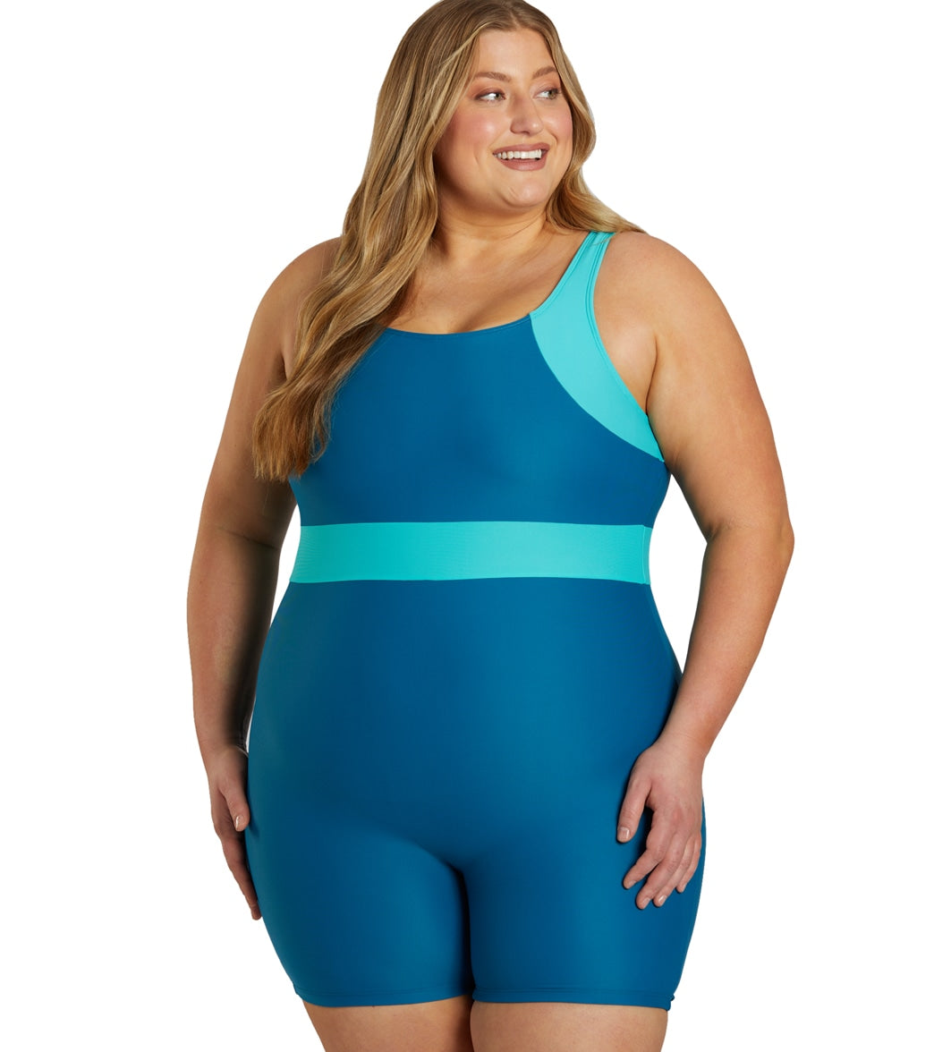  Sporti Plus Size Colorblock Unitard One Piece Swimsuit