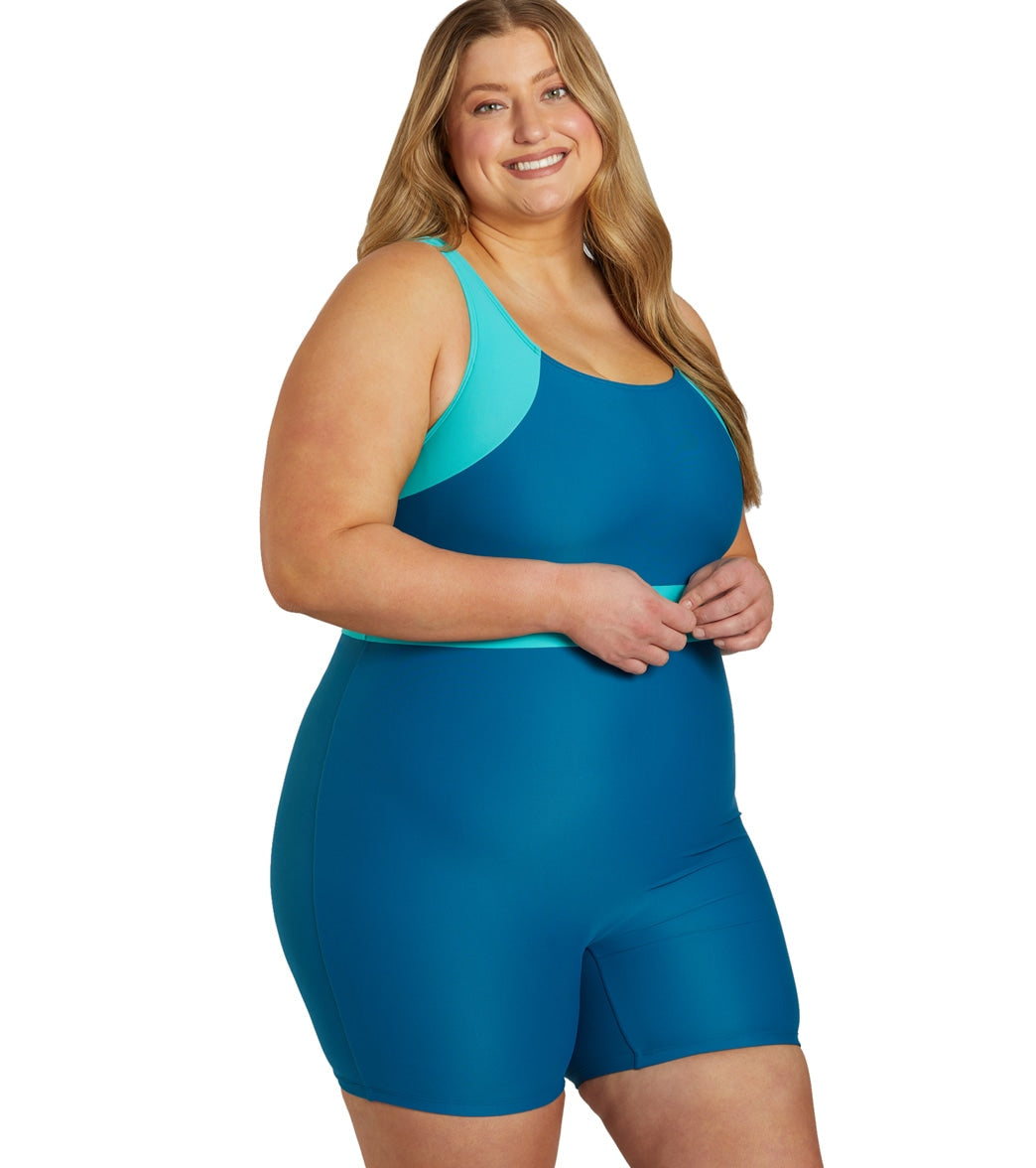  Sporti Plus Size Colorblock Unitard One Piece Swimsuit