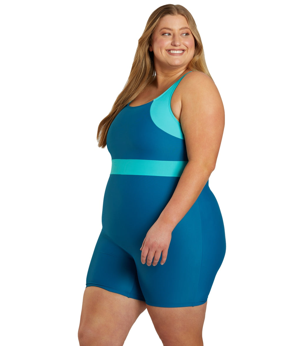  Sporti Plus Size Colorblock Unitard One Piece Swimsuit