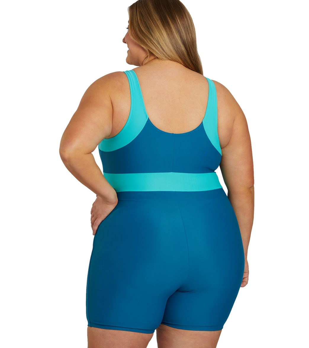  Sporti Plus Size Colorblock Unitard One Piece Swimsuit