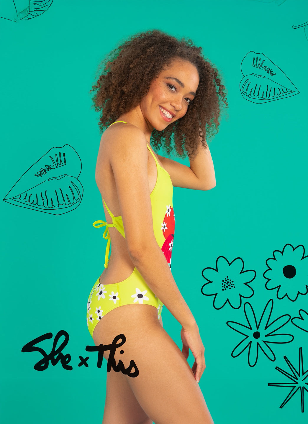  Sporti X She Is This Limited Edition Daisy Tie Back One Piece Swimsuit (26-40)