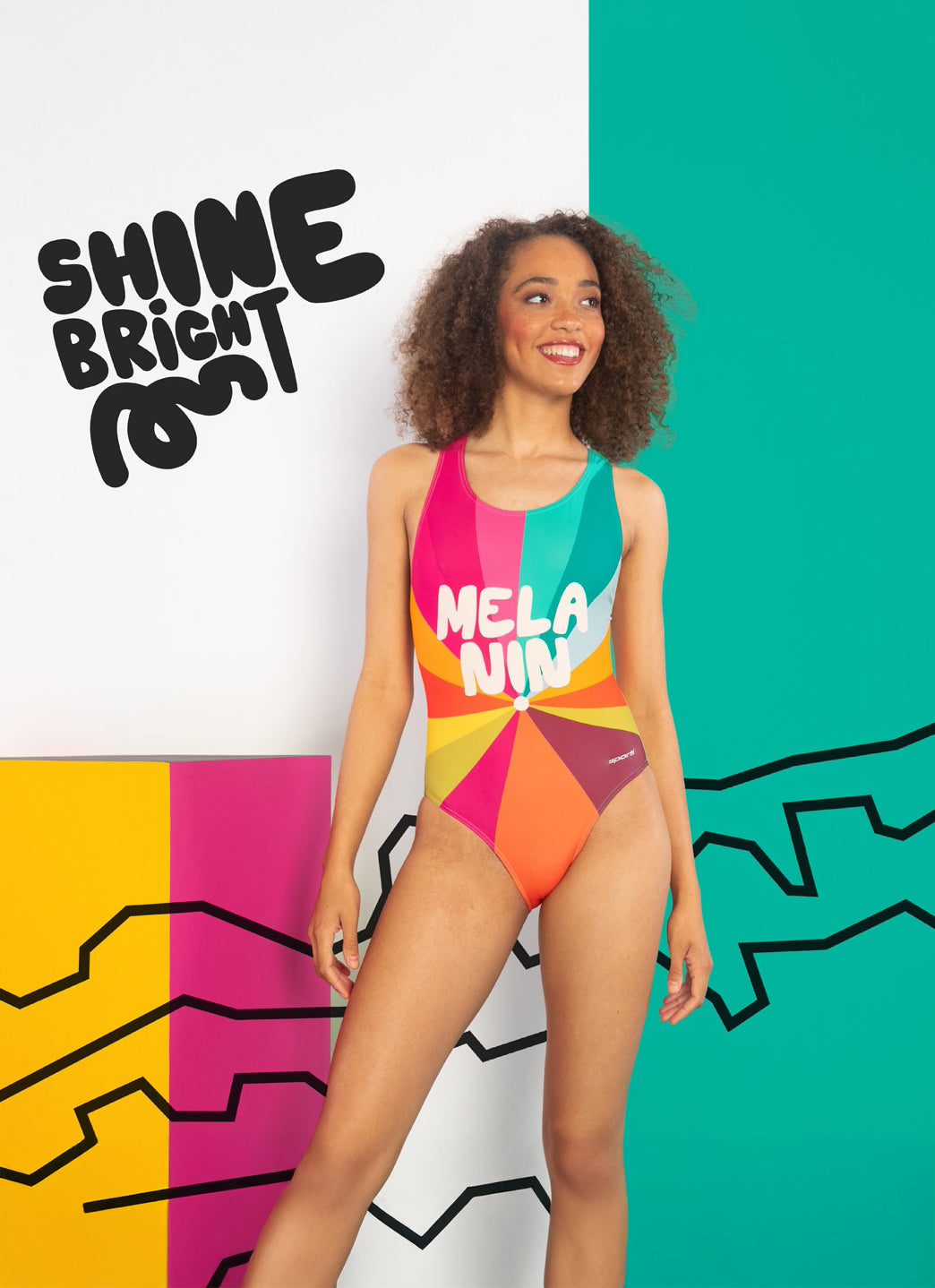  Sporti X She Is This Limited Edition Melanin Wide Strap Cross Back One Piece Swimsuit (26-40)