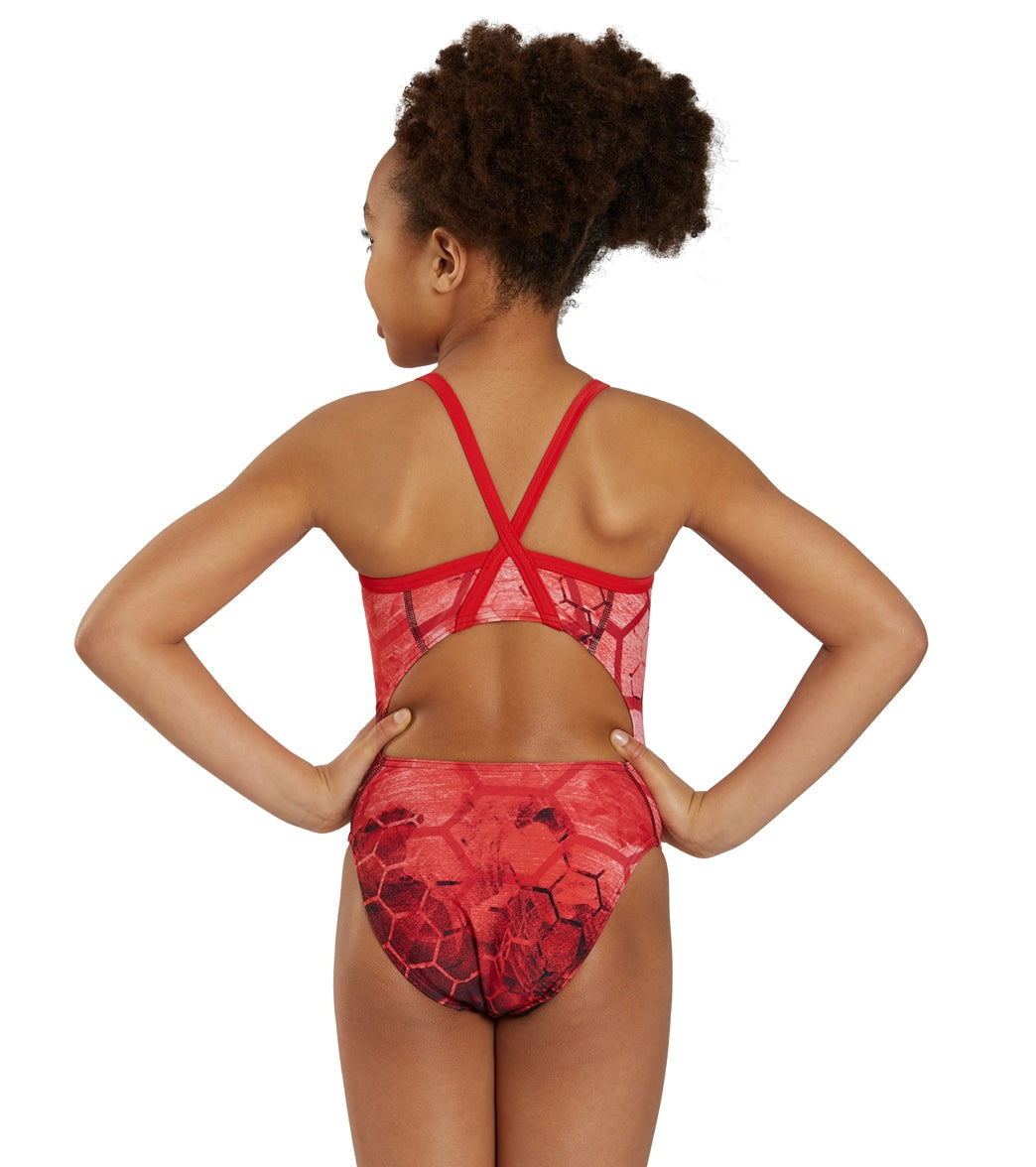  Sporti Fenced In Thin Strap One Piece Swimsuit (22-40)
