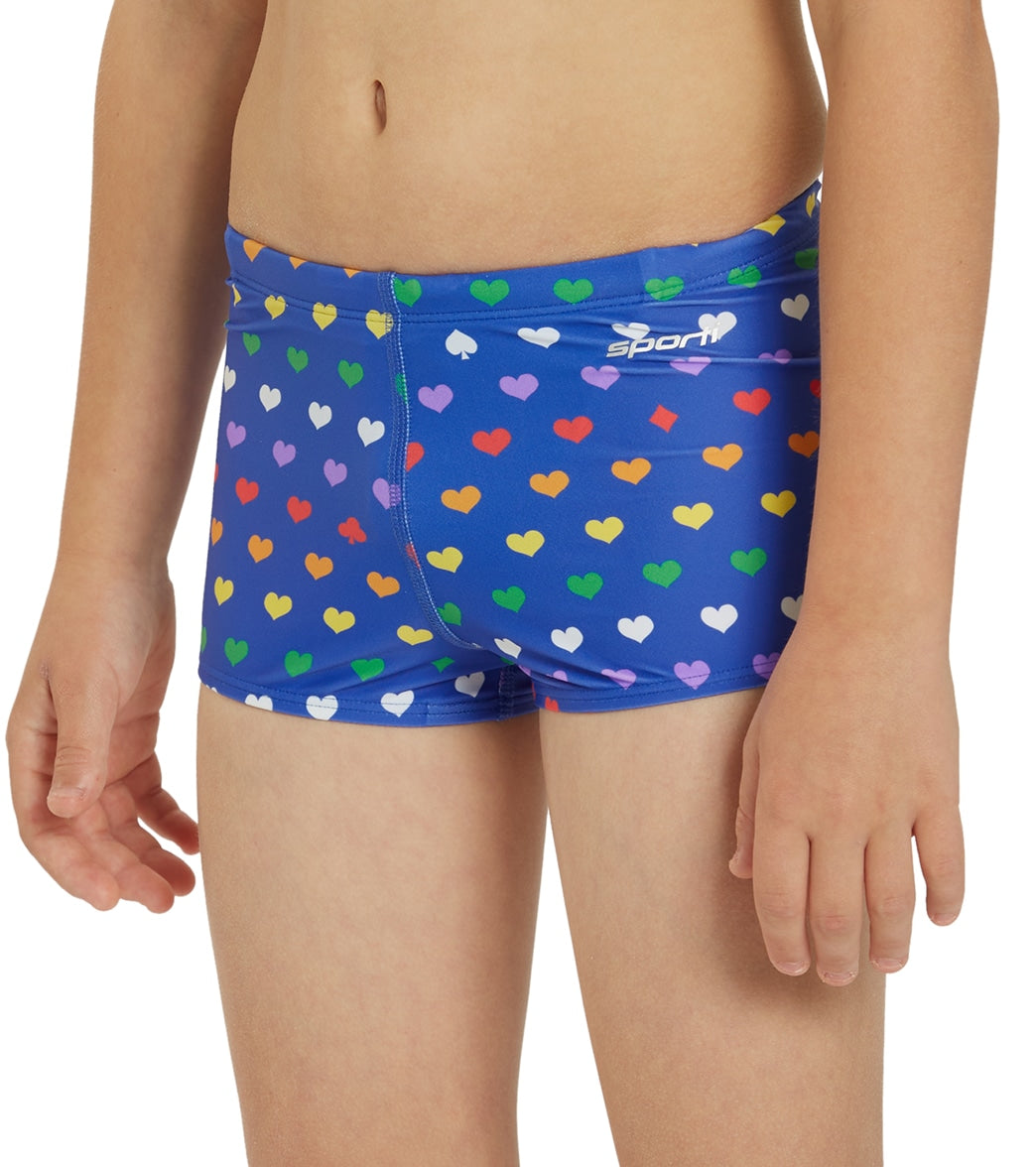  Sporti Rainbow Heart Square Leg Swimsuit Youth (22-28)
